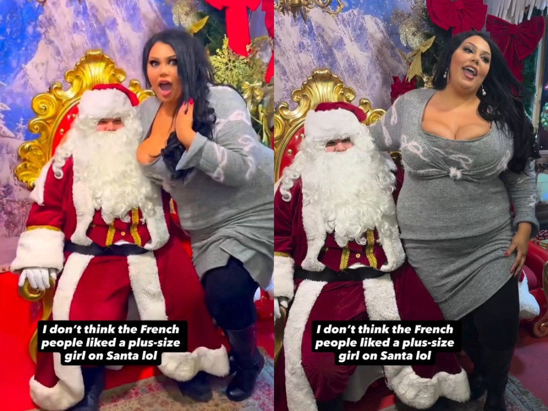 Plus sajz influenserka sela u krilo deda Mrazu