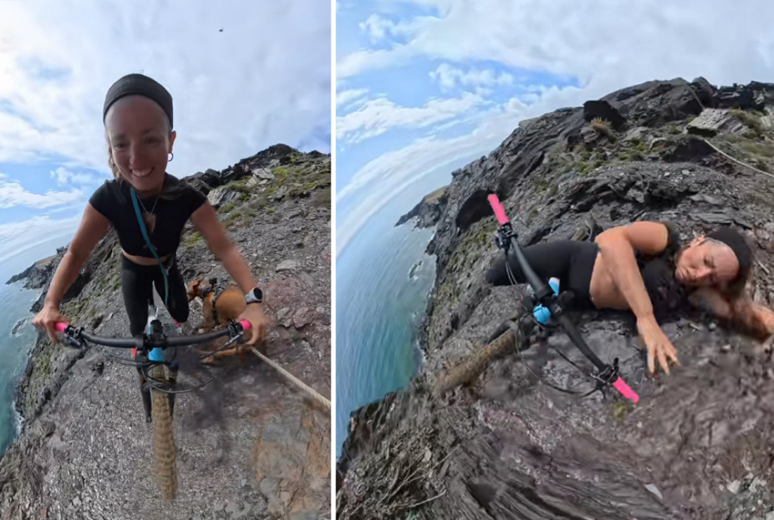 Biciklistkinja podelila snimak kako pada sa litice